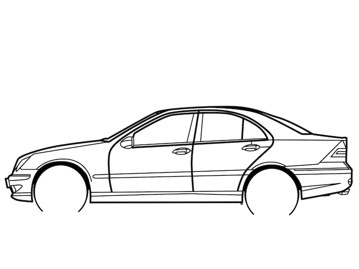 Vector illustratie van de lijnkunst van een klassieke auto