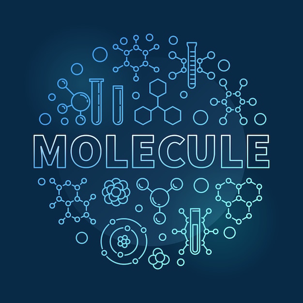 Illustratie van de molecule de blauwe ronde lineaire pictogram