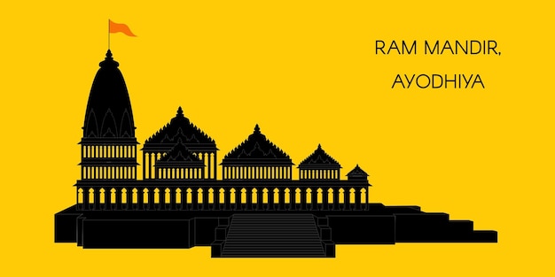 illustratie van de religieuze achtergrond van de Shri Ram Mandir Tempel in Ayodhya geboorteplaats Heer Rama Ram