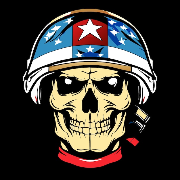 Illustratie van de schedel van de Amerikaanse vlag