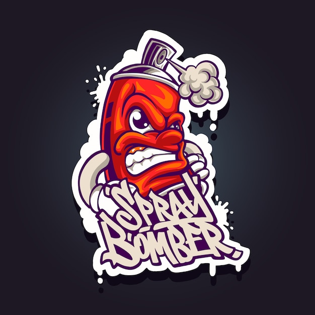 Illustratie van de spray bomber mascotte logo