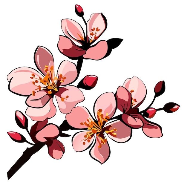 Vector illustratie van de tak van de sakura bloesem