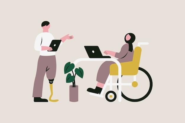 Illustratie van de vector gehandicapten op het werk