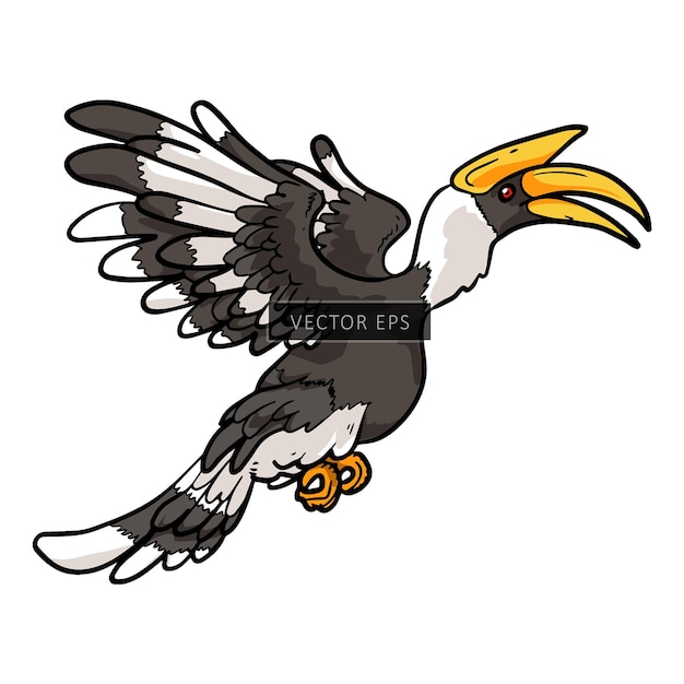 Vector illustratie van de vector van de wilde dieren van de hoornvogel
