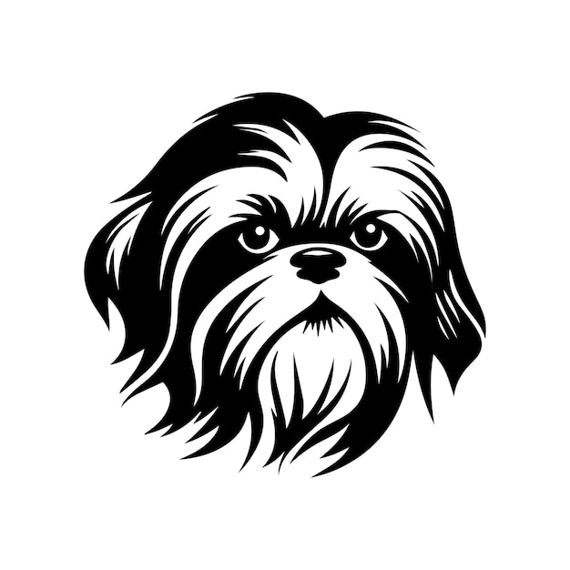 Vector illustratie van de vector voor het gezicht van een shitzu-hond