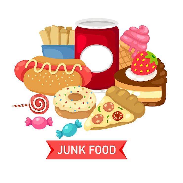 Vector illustratie van de vectorgroep van junkfood