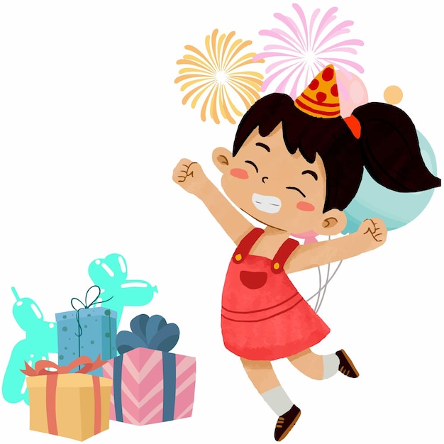 illustratie van de verjaardag van een vrolijk en feestelijk kind
