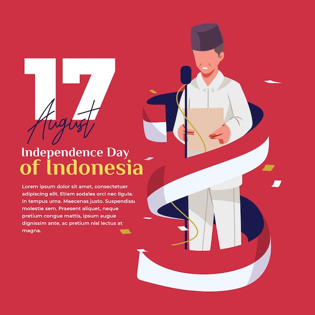Vector illustratie van de viering van de indonesische onafhankelijkheid de proklamasie van de indonesiese onafhankelijkheid