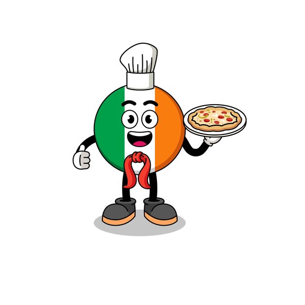 Illustratie van de vlag van Ierland als een Italiaans chef-kokkarakterontwerp