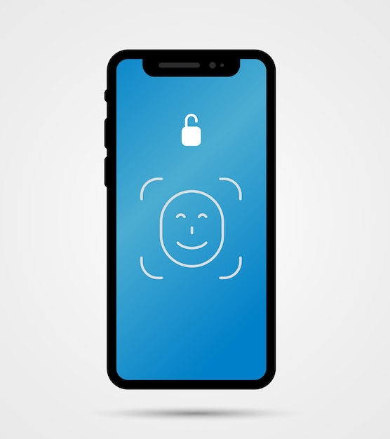 illustratie van de voorkant van de nieuwe mobiele telefoon met gezichts-id