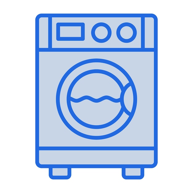illustratie van de wasmachine in blauwe toon