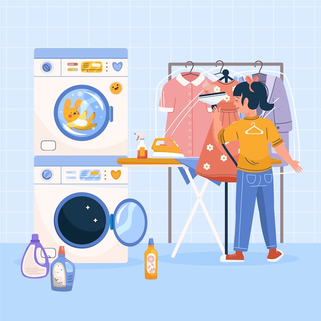 Illustratie van de wasserij