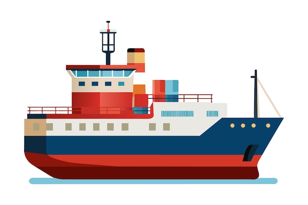 Illustratie van de watervervoersvector van het vrachtschipvoertuig