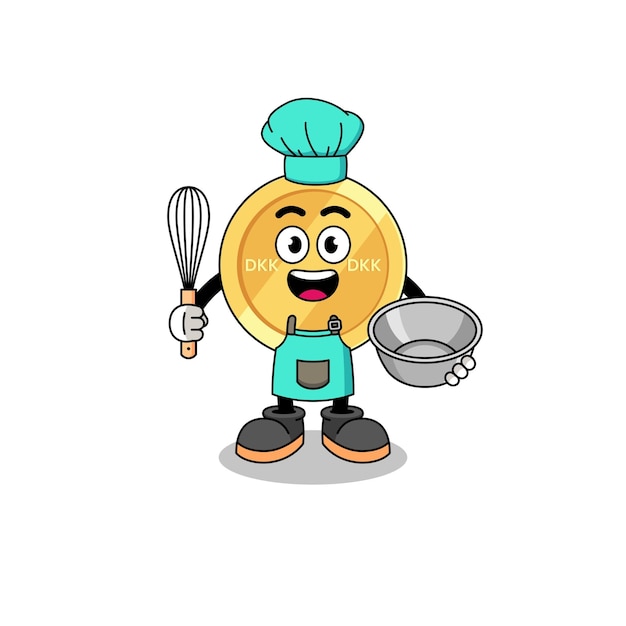 Illustratie van deense kroon als bakkerijchef-kok