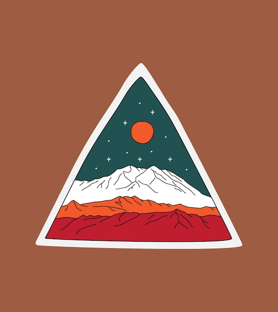 Illustratie van Denali National Park voor t-shirtontwerp, tee-ontwerp, patch embleem badge-ontwerp