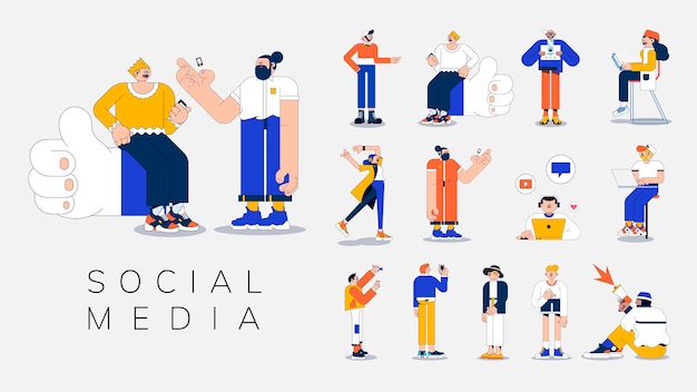 Illustratie van diverse mensen op sociale media vector