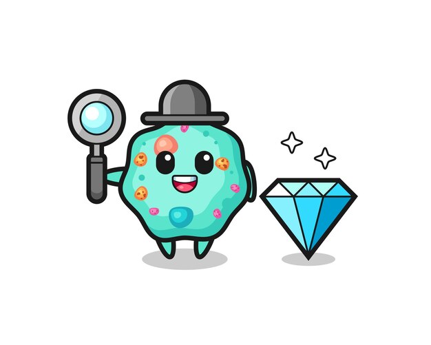 Vector illustratie van een amoebekarakter met een diamant