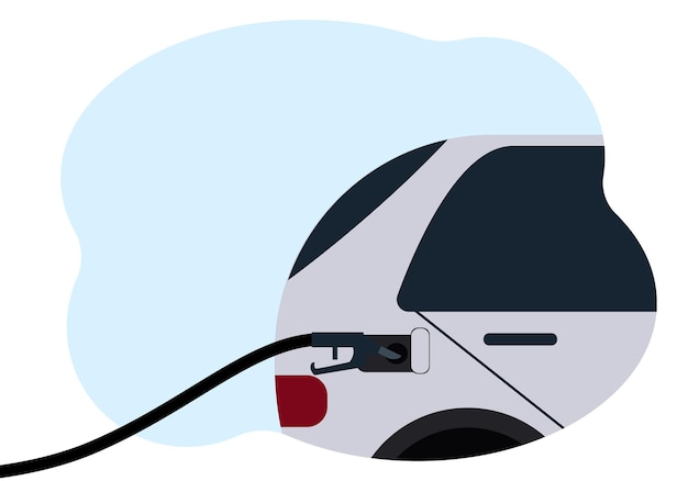 Illustratie van een auto met een slang in de benzinetank