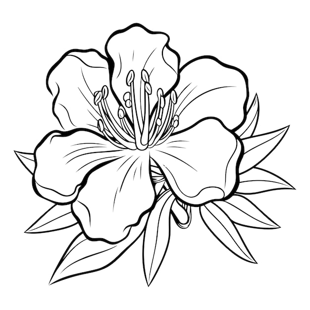 Vector illustratie van een bloem met bladeren op een witte achtergrond ontwerpelement
