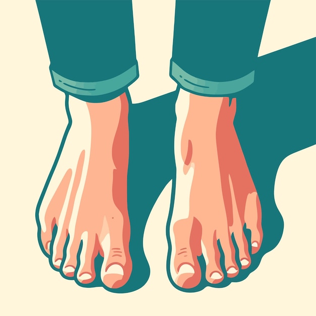 Vector illustratie van een blote voet zonder sandalen of schoenen