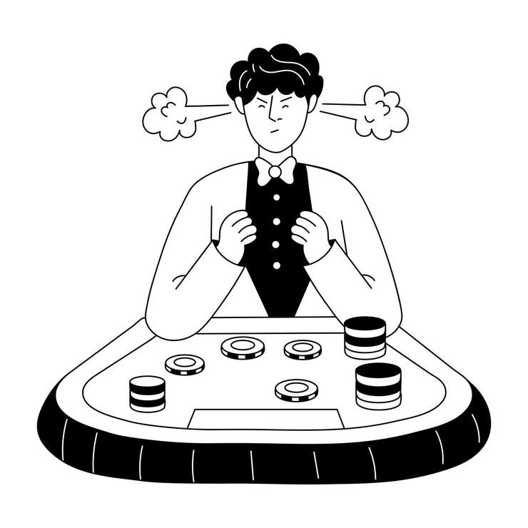 Vector illustratie van een boze gokker in glyph-stijl gokker