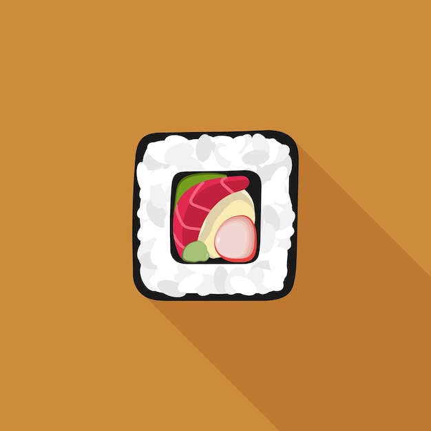 Illustratie van een broodje Een pictogram met een schaduw Aziatische keuken Vector