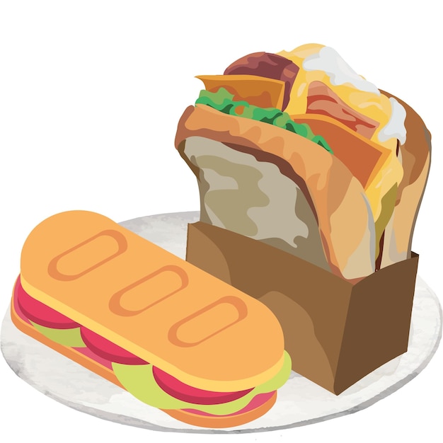 illustratie van een broodje op een bord