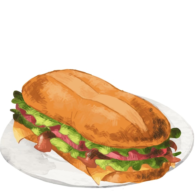 illustratie van een broodje op een bord