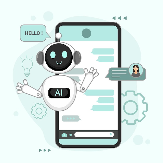 Illustratie van een chatbot voor mobiele telefoons