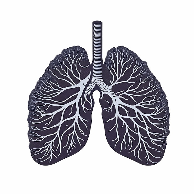 Illustratie van een creatief artistiek concept van menselijke longen geïsoleerd op een witte achtergrond