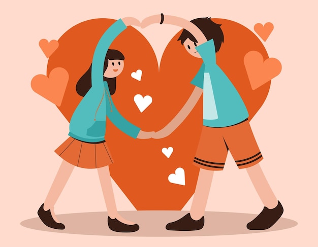 Vector illustratie van een echtpaar dat de liefdeshouding inneemt