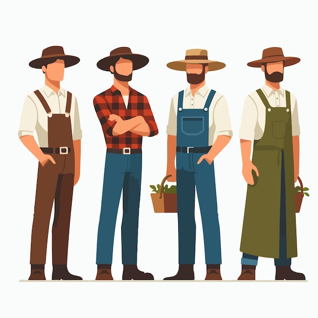 Illustratie van een full body farmer set met een platte ontwerpstijl