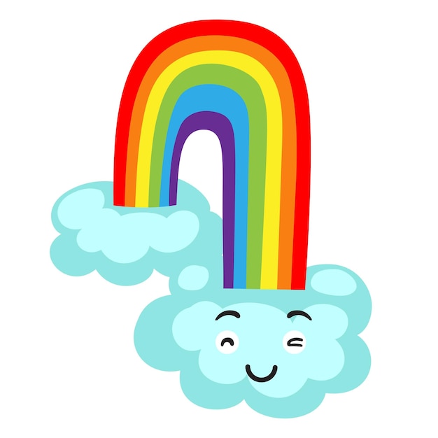 Illustratie van een geïsoleerde kleurrijke regenboog