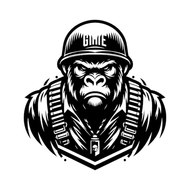 illustratie van een gorilla soldaat