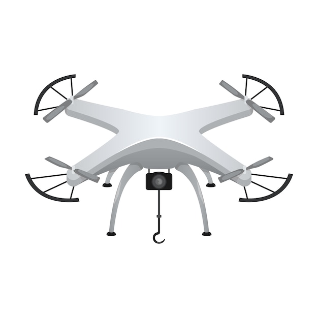 Illustratie van een grijze quadcopter met een kleine camera. moderne gadget.