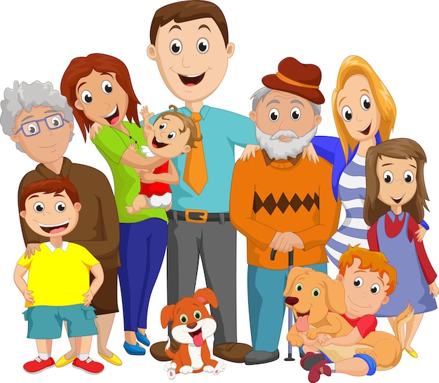 Vector illustratie van een groot familieportret