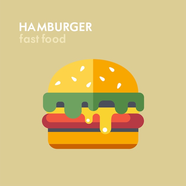 Illustratie van een hamburger in een vlakke stijl