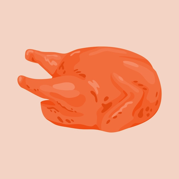 Vector illustratie van een hele gebraden kip