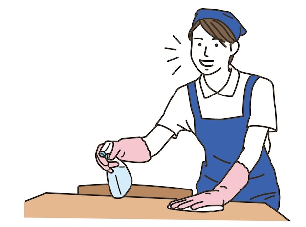 Illustratie van een huishoudster die afveegt