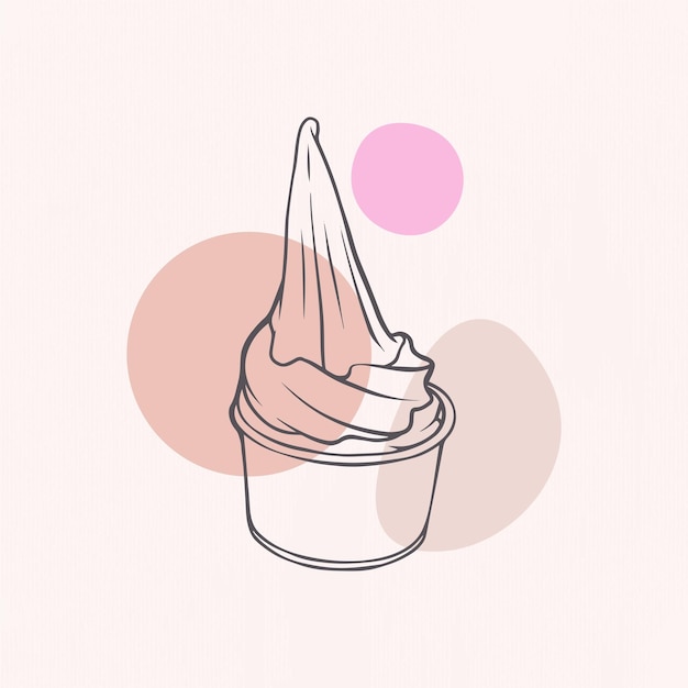 Illustratie van een ijsje in de hand in lijnkunststijl