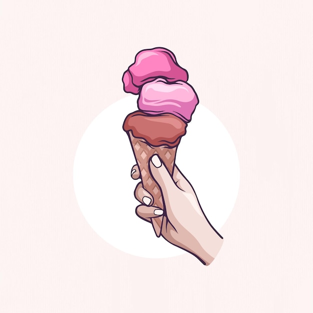 Illustratie van een ijsje in de hand