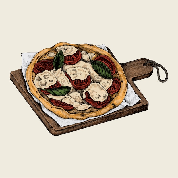 Illustratie van een Italiaanse pizza