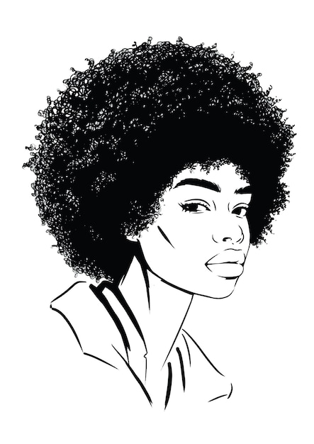 Illustratie van een jonge Afro-vrouw met krullend haar