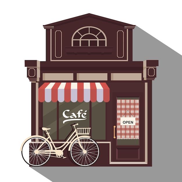 Vector illustratie van een kleine schattige retro winkelwinkel of boetiek