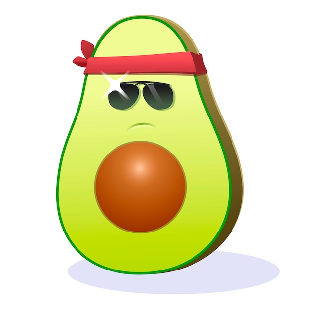 Illustratie van een koele avocado die een bril draagt