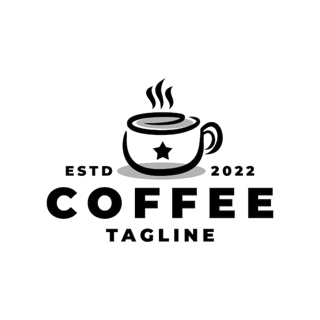 Illustratie van een koffiekopje met een stervorm voor een coffeeshop of een ander bedrijf dat met koffie te maken heeft