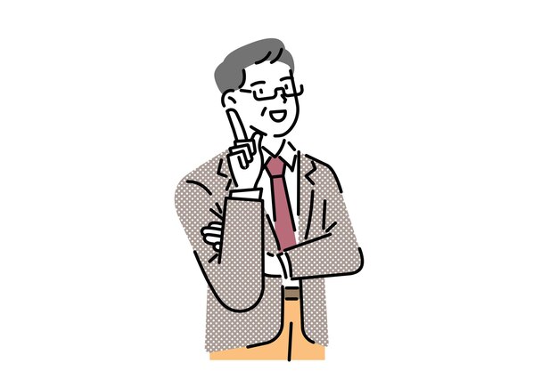 Illustratie van een man met een bril en een stropdas met het woord 'smart' op de voorkant.