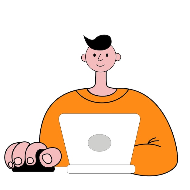 illustratie van een man met een laptop