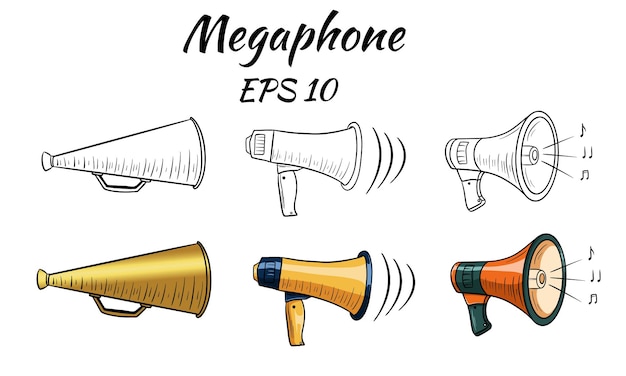 Illustratie van een megafoon, luide spreker. Cartoon stijl. GeÃƒ Â¯ Soleerd Op Witte Achtergrond.