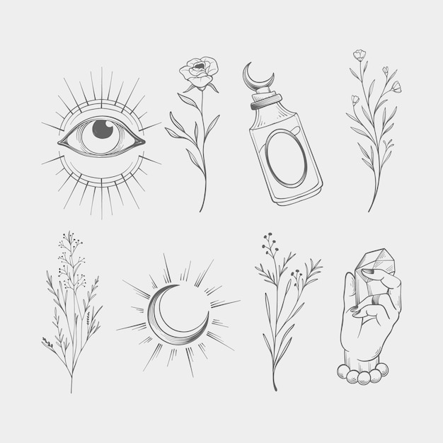 Illustratie van een minimalistische tatoeagecollectie